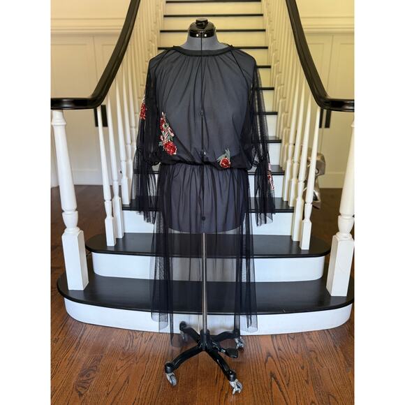 ZARA Sequin Black Tulle Overlay Dress Party Club Festival Rave Boho WhimsyGoth - Picture 8 of 12